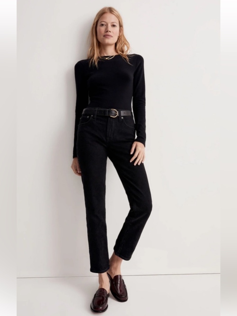 Madewell black ankle-length Mid-Rise Perfect Vintage Jeans zip close 5-pocket
